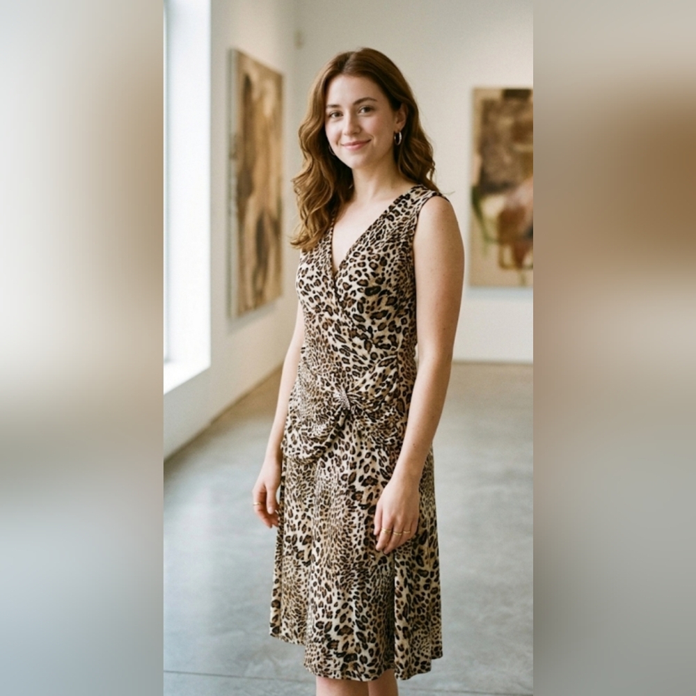 Leopard Print Midi Dress size:S